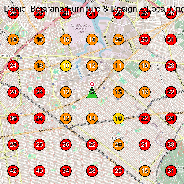Daniel Bejarano Furniture & Design GeoGrid visibility map for Cabinet Maker in Ridgewood